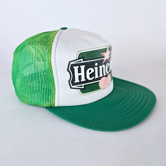 Vintage 80s HEINEKEN Snapback Trucker Hat Beer Hat Classic Cap Baseball Hat - Picture 3 of 13